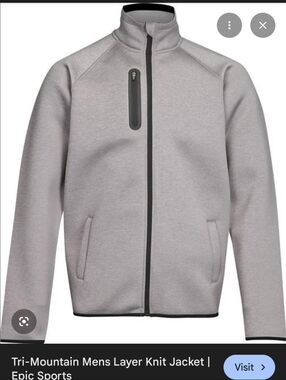 Tri Mountain Knit Zip Jacket Chest Zip Pocket Collar Neck Nwt Black And Grey